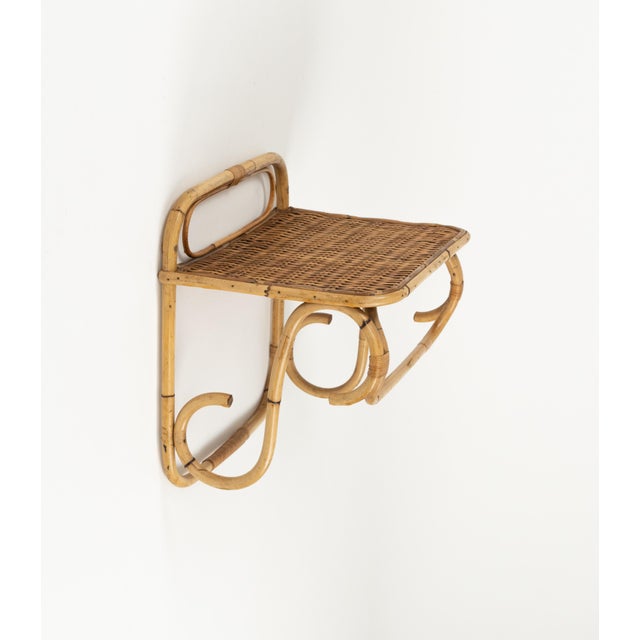 Mid-Century Rattan & Wicker Wall Shelf by Franco Albini, Italy, 1960s For Sale - Image 6 of 17