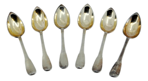 Silver-Gilded Teaspoons with Handles, Set of 6