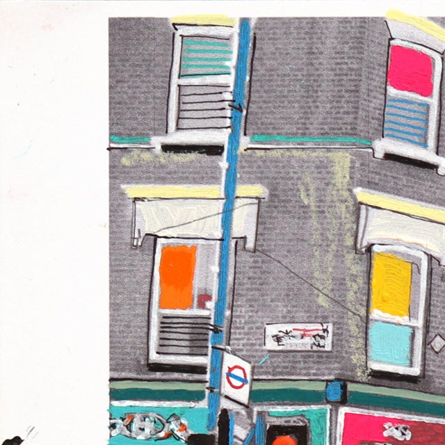 Stoke Newington, London - Original Contemporary Cityscape Mixed Media Painting on Paper by Fabio Coruzzi For Sale - Image 4 of 7