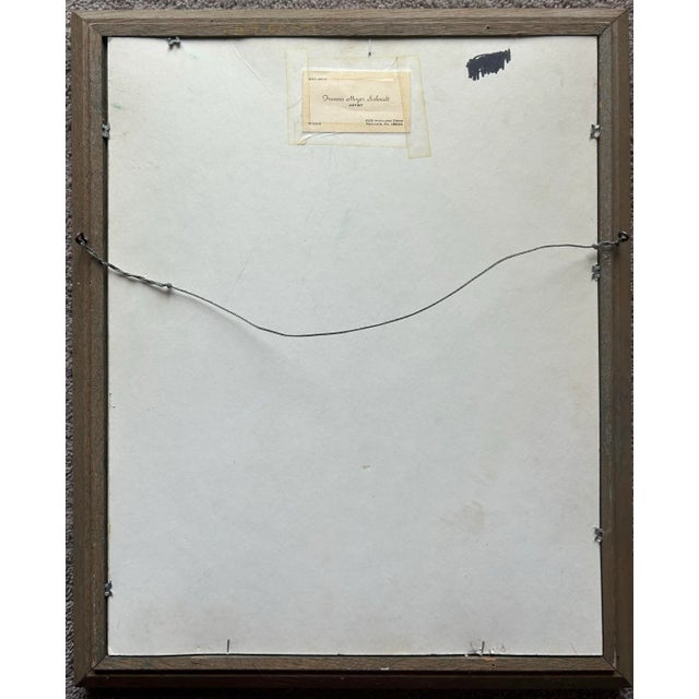 Paint Vintage 1970’s Original Large Watercolor of Owl in Wood Frame For Sale - Image 7 of 7