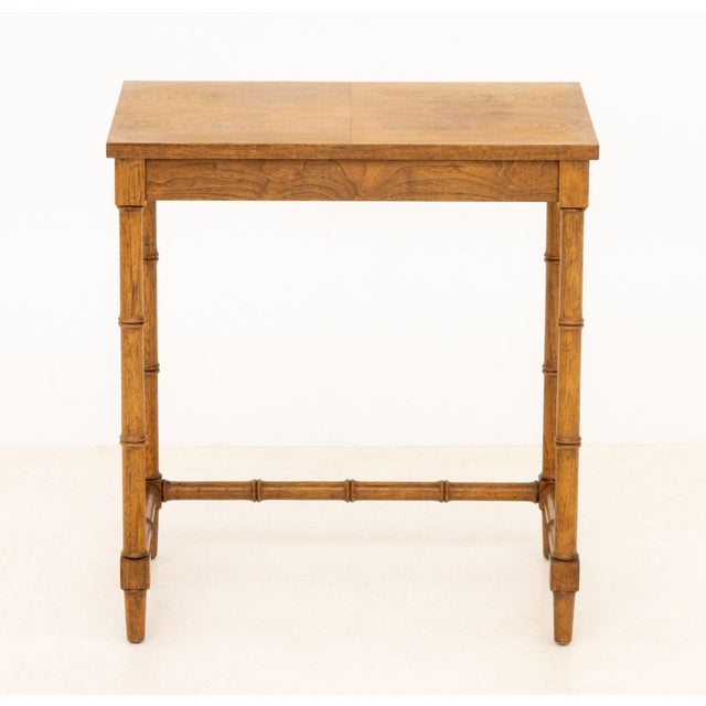 Wood Modern Faux Bamboo Oak Side Table For Sale - Image 7 of 7