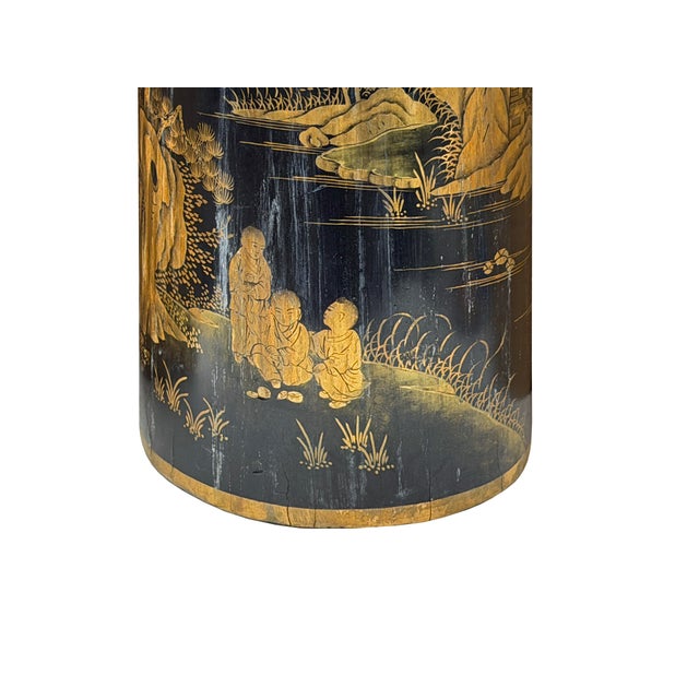 Vintage Chinese Export Black Lacquer Canister Urn Display Art Ws4954 For Sale - Image 13 of 13