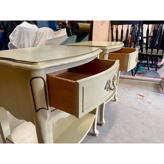 Pair of Vintage French Provincial Nightstands by Bassett – Marseille Collection, Circa 1980’s For Sale - Image 11 of 12
