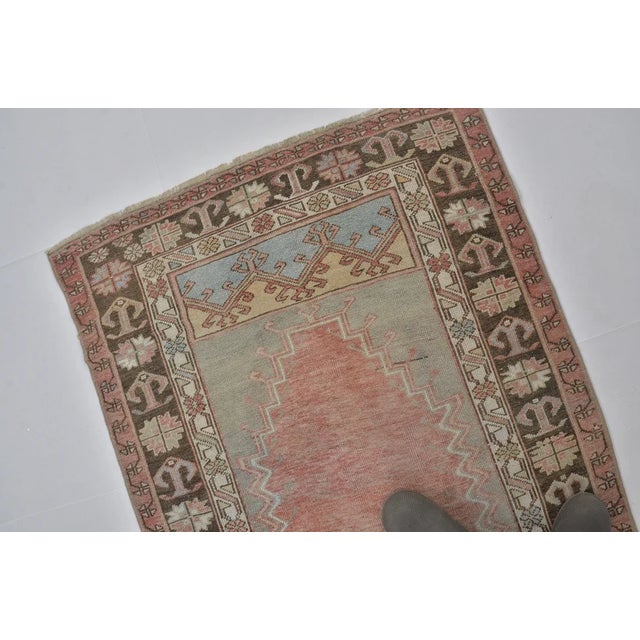 Antique Muted Rose Medallion Rug For Sale - Image 10 of 10