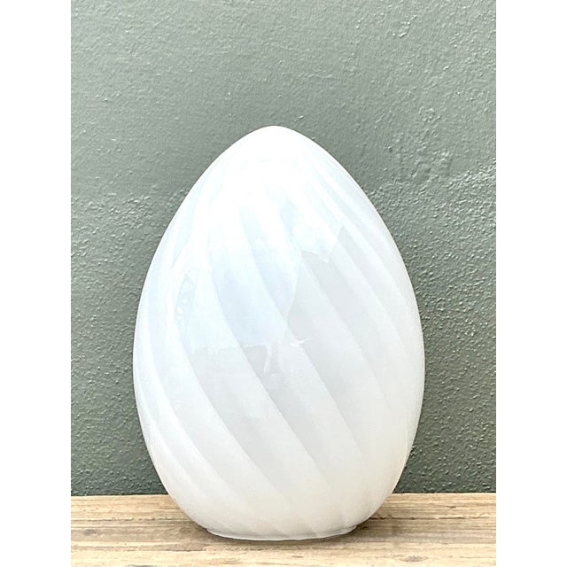 Murano Vintage Italian Swirl Glass Egg Lamp After Murano For Sale - Image 4 of 12