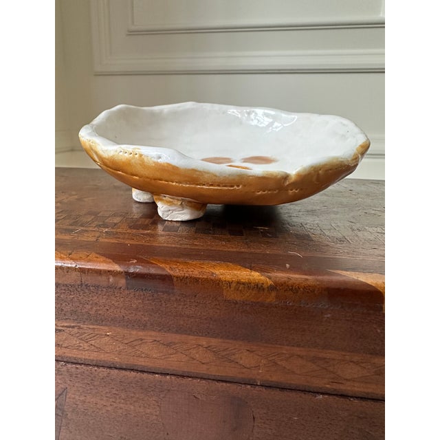 1980s Vintage Signed Ceramic Bowl With Dog Paw Design For Sale - Image 5 of 14