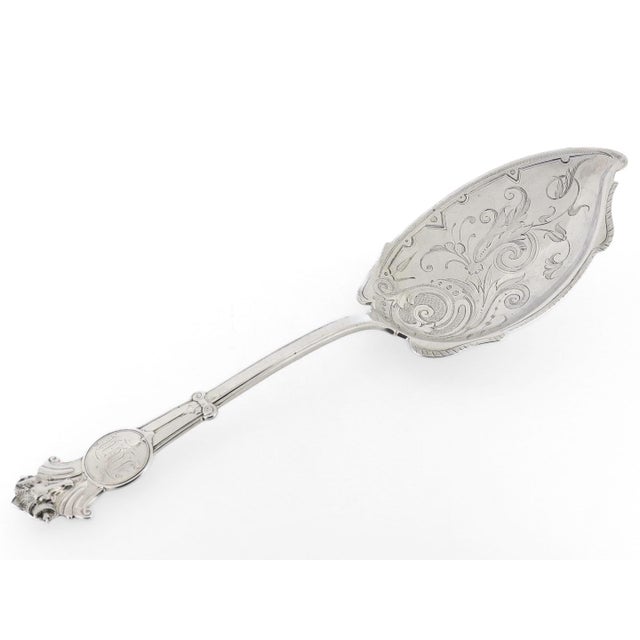 American John Wendt Sterling Ram’s Head Handle Brite Cut Ice Cream Slice or Server For Sale - Image 3 of 12