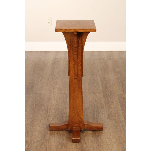 Stickley Mission Collection Oak Pedestal For Sale - Image 10 of 12