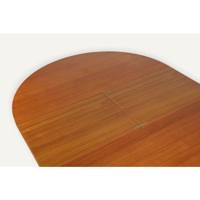 Brown Extendable Round Teak Dining Table, 1960s For Sale - Image 8 of 17
