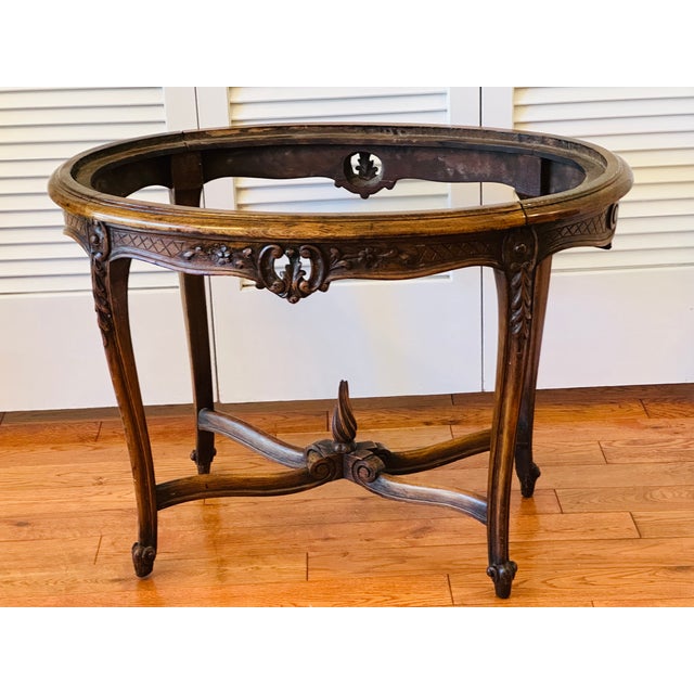 Antique French Louis XV Marble Side Table ~ Ornately Carved Wood For Sale - Image 9 of 18