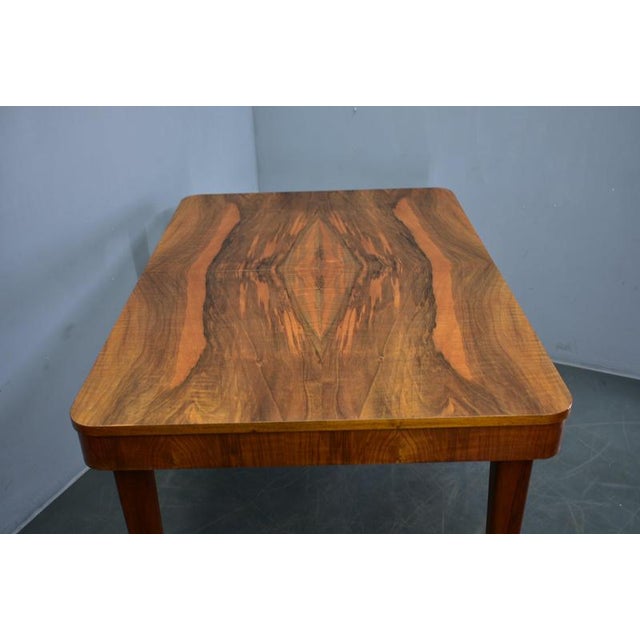 Extendable Dining Table in Walnut by Jindrich Halabala, Czechoslovakia, 1940s For Sale - Image 6 of 18