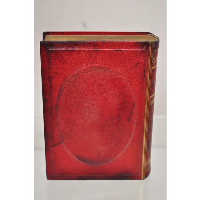 Vintage Italian Regency Red Leather Bound "Science" Faux Book Bookend For Sale - Image 4 of 11
