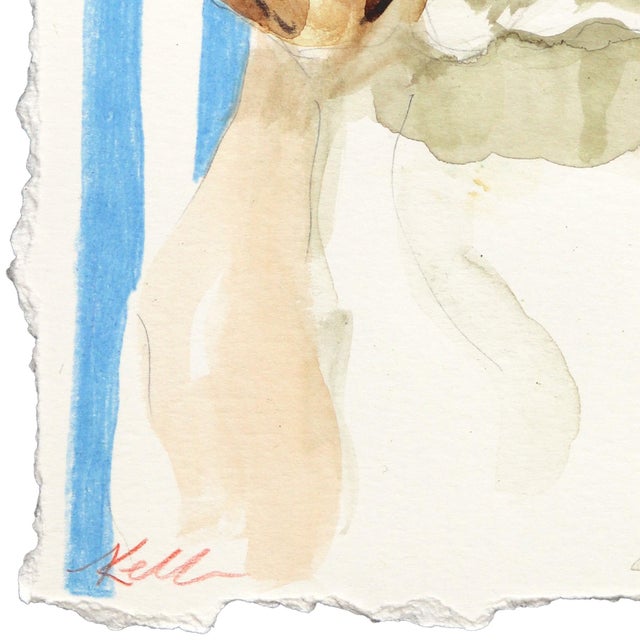 2020s I Hunt Rabbits - Playful Dog Pet Portrait Mixed Media Painting on Paper Original Artwork by Kellie Newsome For Sale - Image 5 of 7