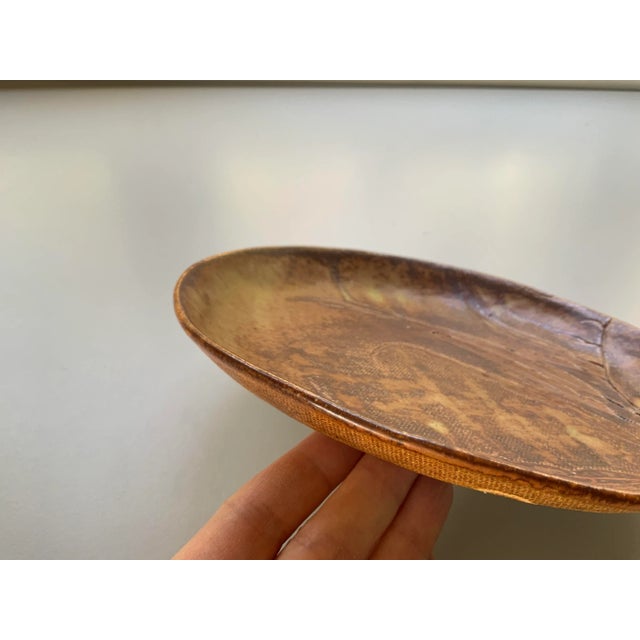 Studio Pottery Plate With Eucalpytus Leaf Embossing For Sale - Image 11 of 12
