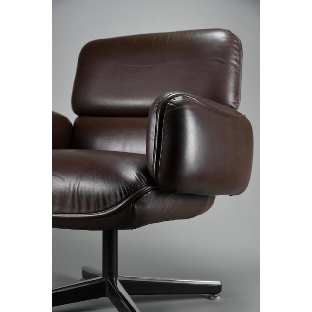 Otto Zapf Mid-Century Executive Armchair in Brown Leather by Otto Zapf for Knoll International, 1960s For Sale - Image 4 of 14