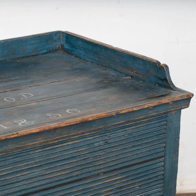 Blue Antique 1850 Swedish Blue Painted Side Table Nightstand With Hidden Storage For Sale - Image 8 of 12