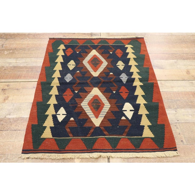 Textile Vintage Persian Shiraz Kilim Rug - 03'00 X 04'01 For Sale - Image 7 of 9