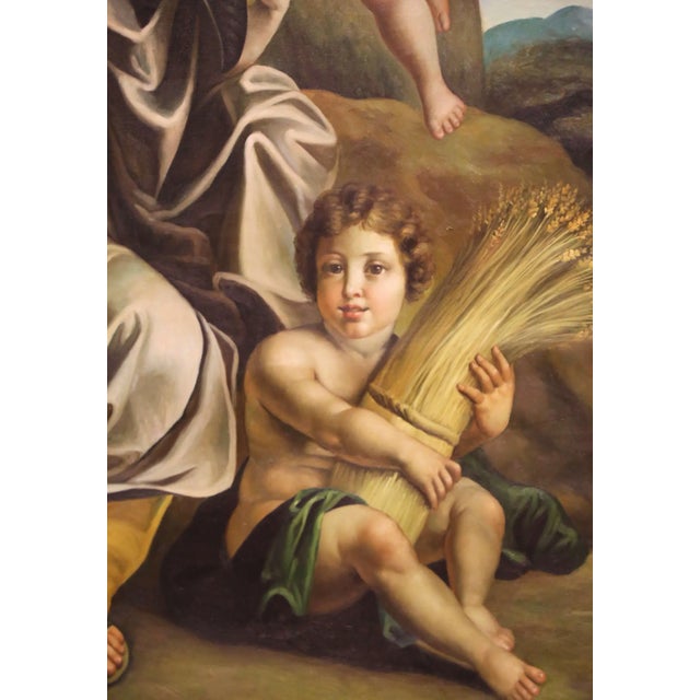 Mid-Century French Oil Painting of Saint Rose of Lima With Cherubs For Sale In Dallas - Image 6 of 10
