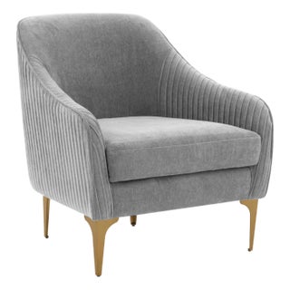 Serena Gray Velvet Accent Chair For Sale