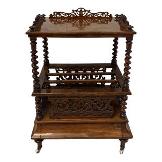 Antique Victorian Burr Walnut Canterbury Magazine Rack, 1860 For Sale