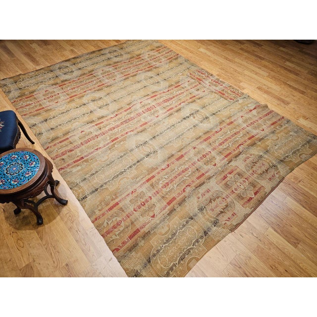 19th Century European Flatwoven Wool Rug, Allover Geometric Design, 9x12 For Sale - Image 4 of 18