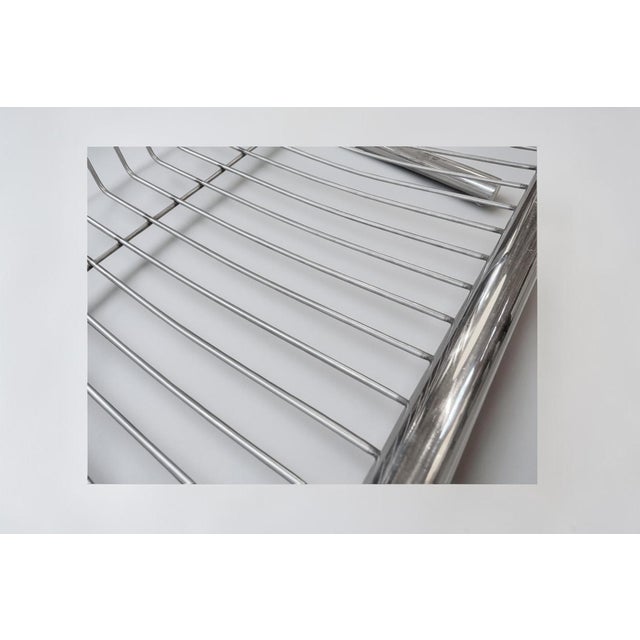 Mid Century Chrome Sofa by Italian Designer Plato Ginello, With Pollack Wool Plaid Fabric For Sale - Image 11 of 12