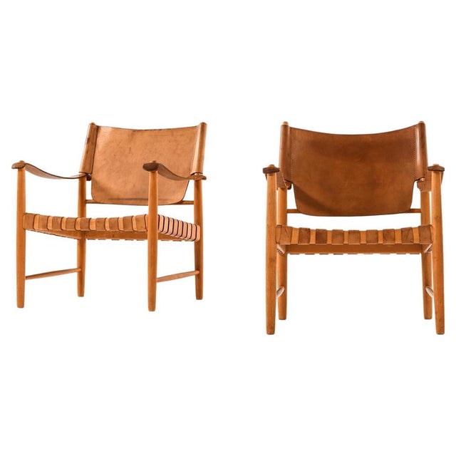 Easy Chairs in Beech Wood, 1950s, Set of 2 For Sale - Image 3 of 12