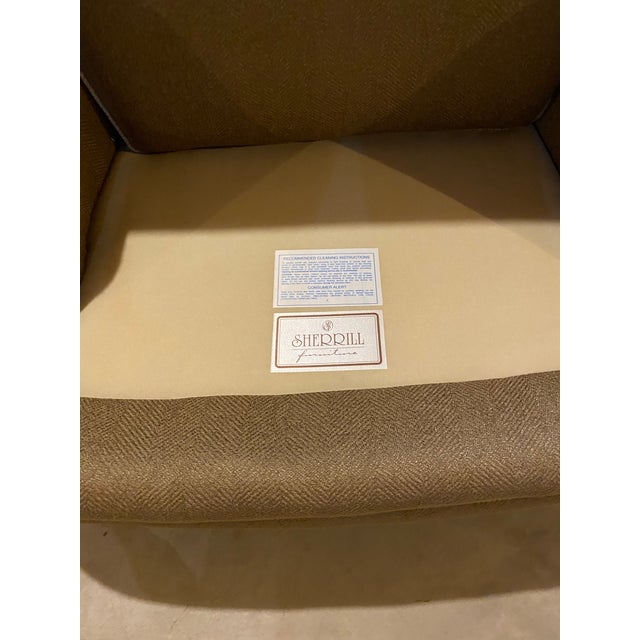 Brown Sherrill Herringbone Easy Chair For Sale - Image 8 of 10