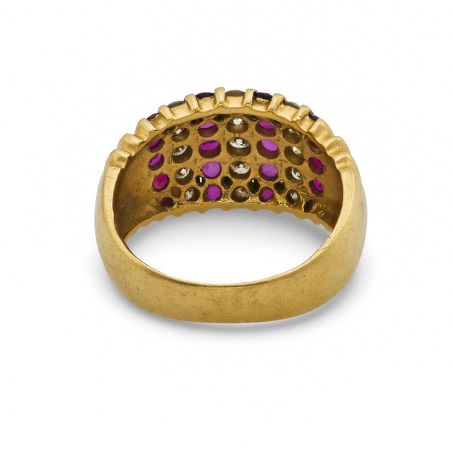 Metal Vintage Ruby Diamond 14k Yellow Gold Ring, Size 6.25 For Sale - Image 7 of 7