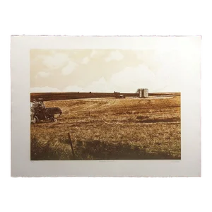 Ted Thomas "Double Harvest I" Signed Numbered Art Etching Oil Drilling & Farming