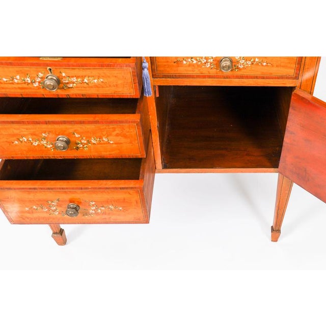 Antique English Late Victorian Sheraton Revival Satin Wood Bureau, 19th Century For Sale - Image 16 of 18