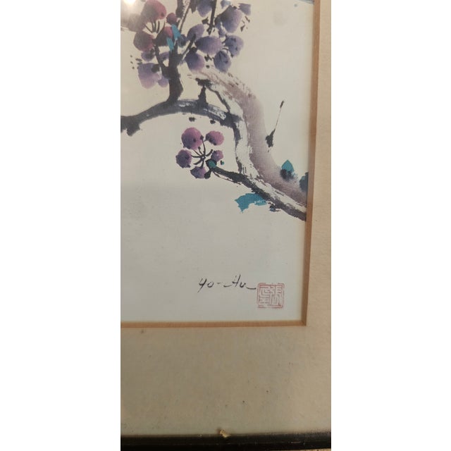 Gorgeous Pair of Silk Chinese Paintings With Gilt Faux Bamboo Frames For Sale In Atlanta - Image 6 of 10