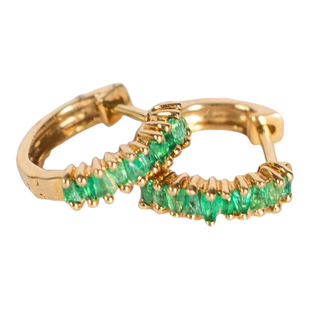 Rocks With Soul Emerald Baguette Huggies - 2 Pieces For Sale