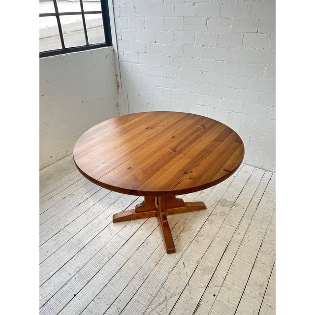 Vintage Pine Round Dining Table, Sweden, 1970s For Sale - Image 4 of 10