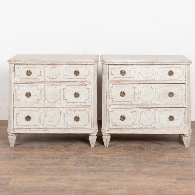 Gustavian (Swedish) Pair of 20th Century Danish Pine Chests of Three Drawers For Sale - Image 3 of 15