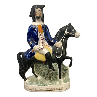 Antique Staffordshire Figure of Dick Turpin on Horseback, 1880 For Sale