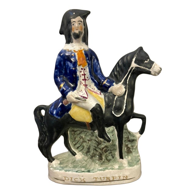 Antique Staffordshire Figure of Dick Turpin on Horseback, 1880 For Sale