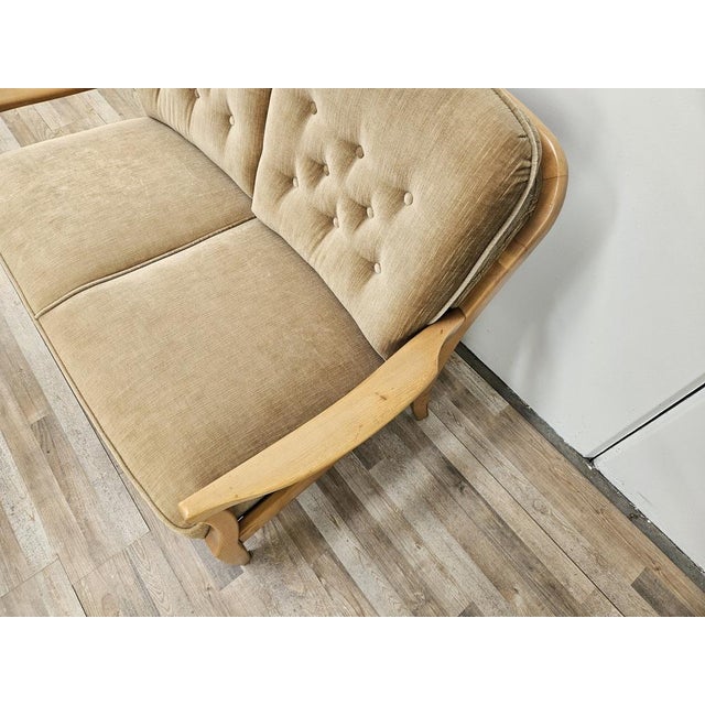 Mid-Century Modern Vintage Beech 2-Seater Sofa, 1970s For Sale - Image 3 of 15