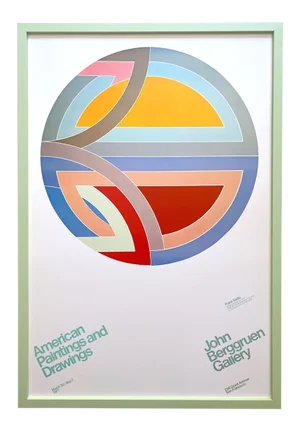 Frank Stella Vintage 1977 Mid Century Modernist Lithograph Print Large Framed Exhibition Poster " Sinjerli Variation IV " 1967