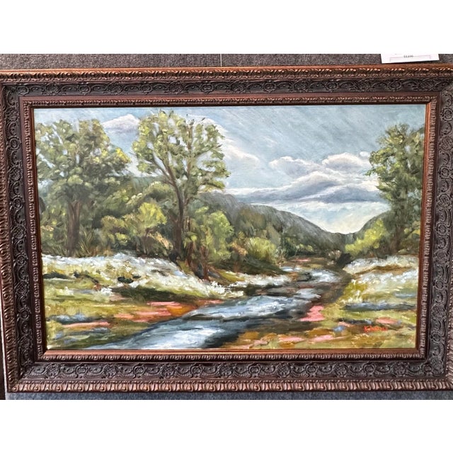 This oil painting, "While We are Waiting" by Artist Kristin Ashman is inspired by the backroads of the Texas Hill Country...