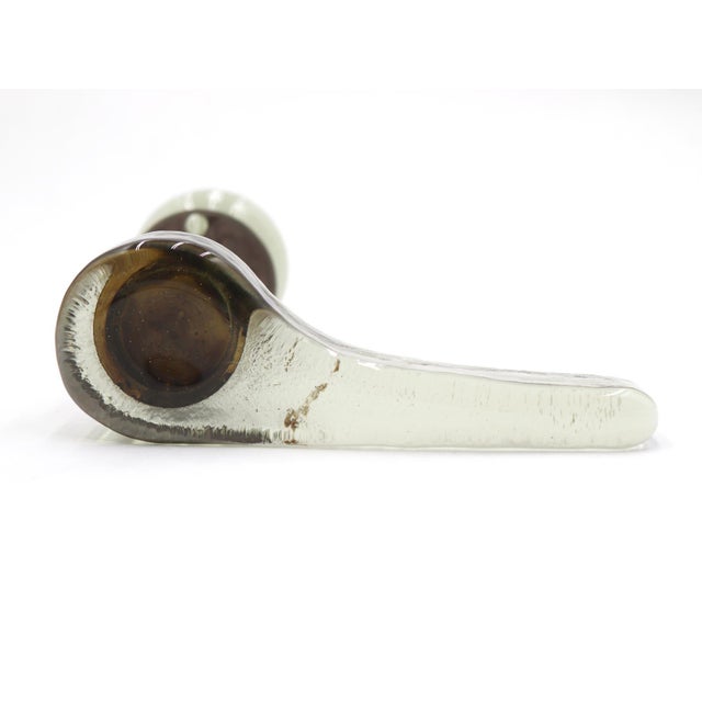 Mid Century style European made passage door lever set made of a transparent smoky green glass lever and a knob. The...