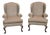Late 20th Century Pair of Henredon Mahogany Custom Folio Collection Wing Chairs Carved Shell Knees For Sale