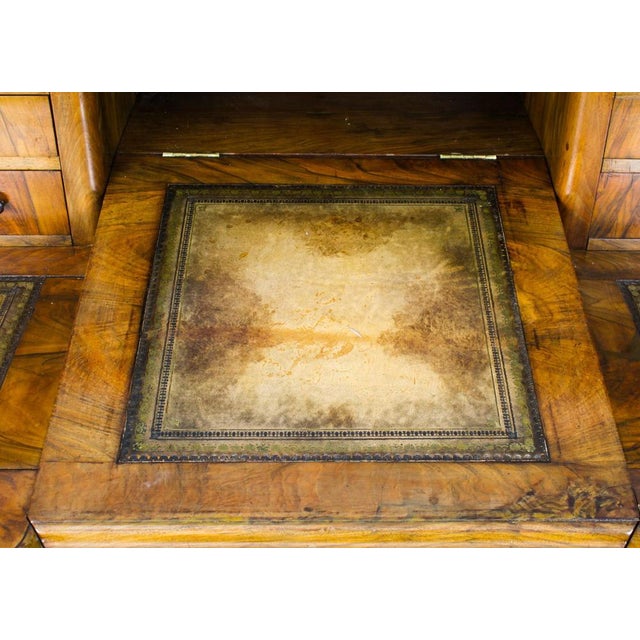 Victorian Burr Walnut Dickens Pedestal Desk, 19th Century For Sale - Image 9 of 18