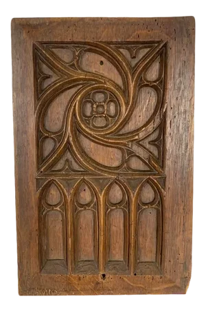 Antique French Oak Gothic Revival Panel