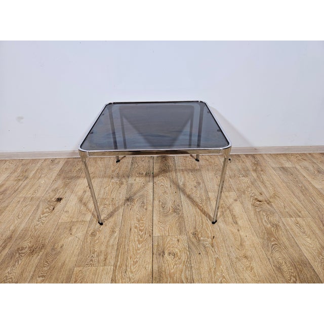 Silver Mid-Century Modern Coffee Table in Chrome and Smoked Glass, Italy, 1970s For Sale - Image 8 of 18