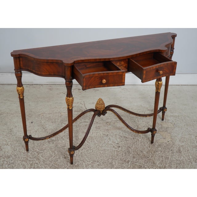 Traditional Maitland Smith 2 Drawer Mahogany Console Table For Sale - Image 3 of 18