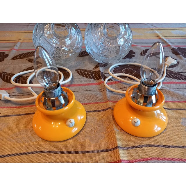 1970s Graewe West German Space Age Orange Glass Table Lamps – Pair For Sale - Image 9 of 10