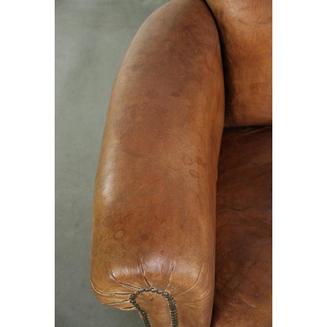 Antique English Sheepskin Armchair For Sale - Image 7 of 14