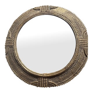 Art Deco Egyptian Revival Style Round Bronze .Mirror For Sale