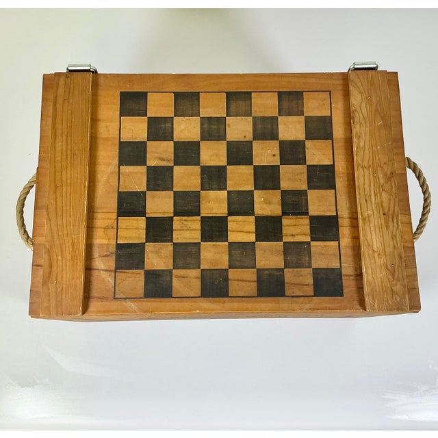 American 1990s Vintage Boho Chic Americana Rustic Commemorative Biscuit Pine Box Game Board For Sale - Image 3 of 18